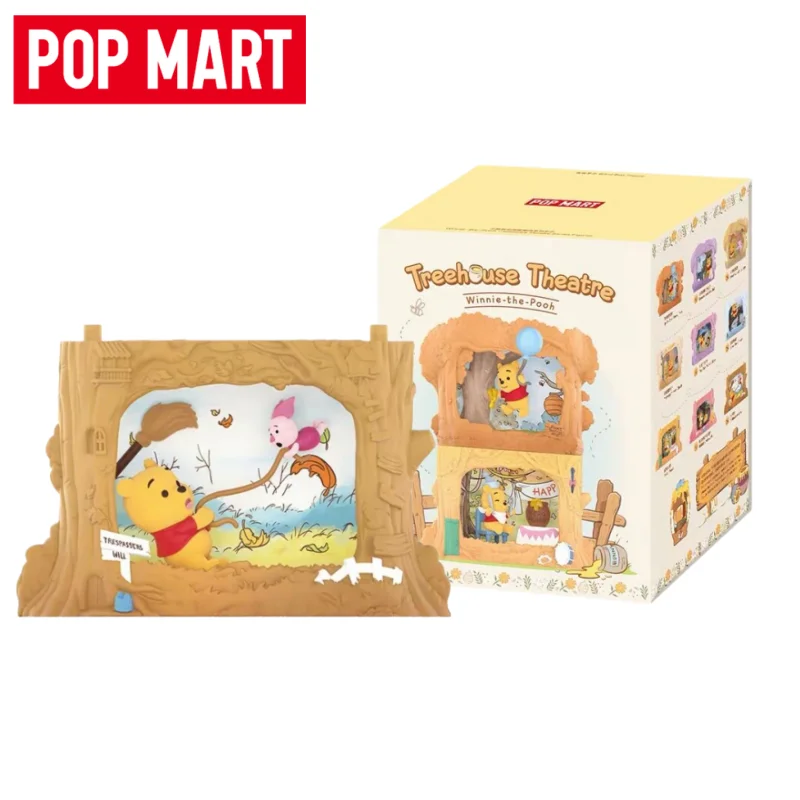 Фото Новая серия POP MART Winnie The Pooh Tree House Theater: коллекционная фигурка в закрытой упаковке, аниме-персонаж, украшение для рабочего стола, модель, игрушка, подарок на день рождения №1