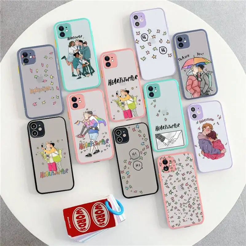 

Heartstopper Phone Case for iPhone X XR XS 7 8 Plus 11 12 13 14 pro MAX 13mini Translucent Matte Case