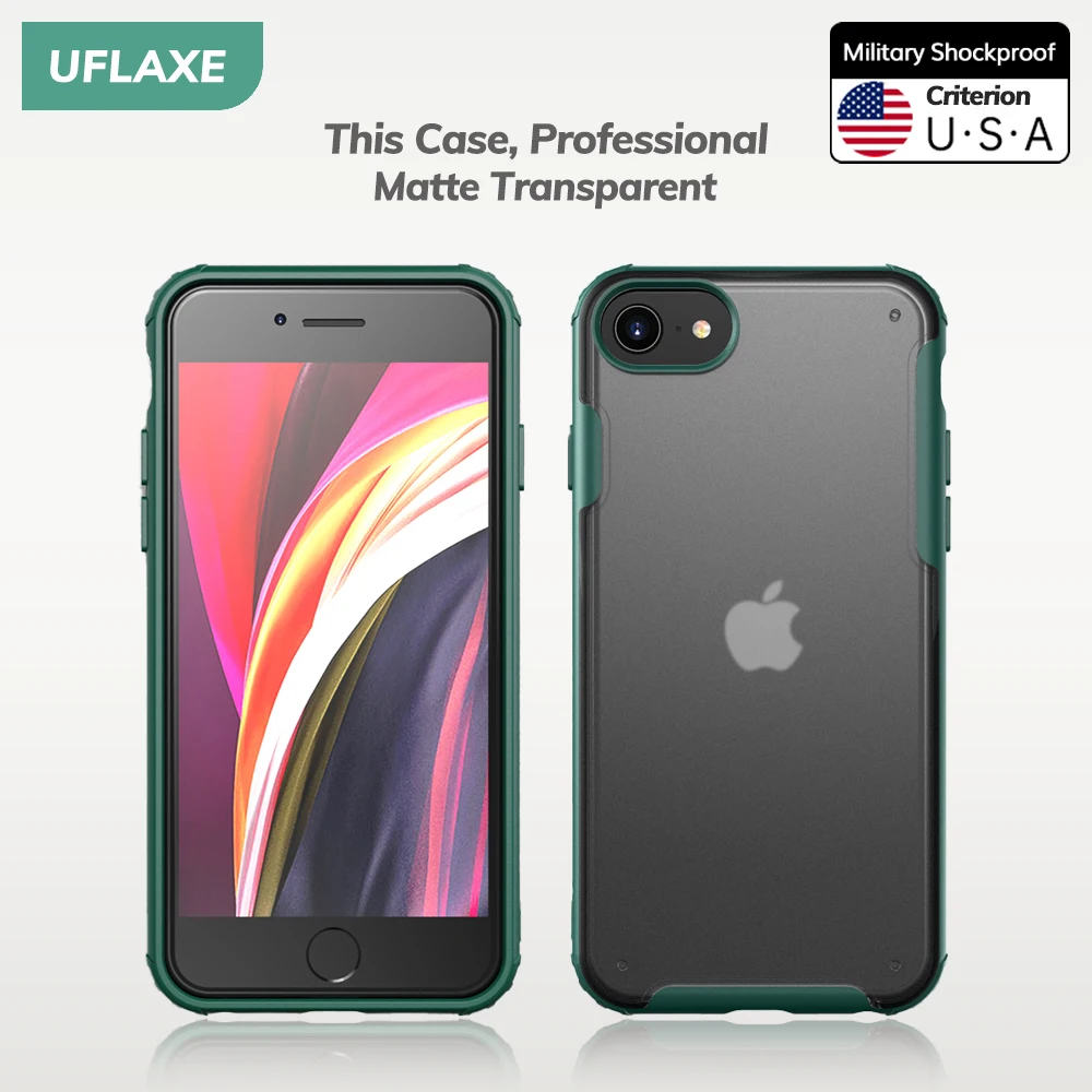 

UFLAXE Shockproof Hard Case for Apple iPhone 7 8 Plus SE iPhone XR XS XS Max Non-yellowing Matte Transparent Back Cover Casing