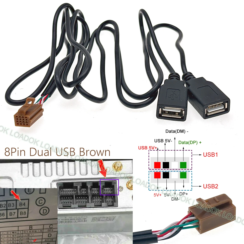 

4, 6, 8, 10 штырьков, USB-разъем, двойной USB-кабель, адаптер для телефона, Android, головное устройство, радио, навигация, мультимедиа