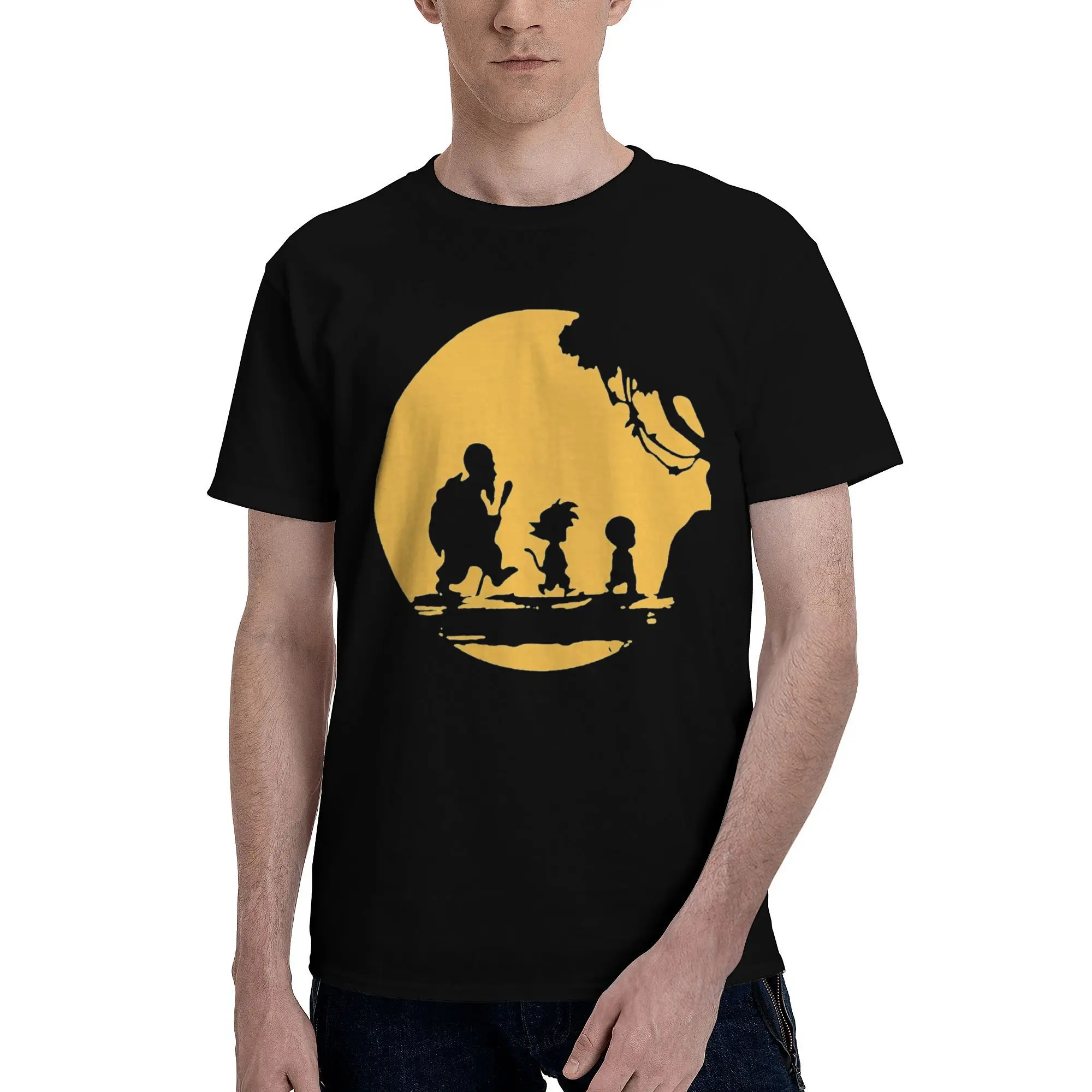 Футболка DBZ Goku Krilin Y Maestro Roshi Мужская хлопок короткий рукав круглый вырез летняя