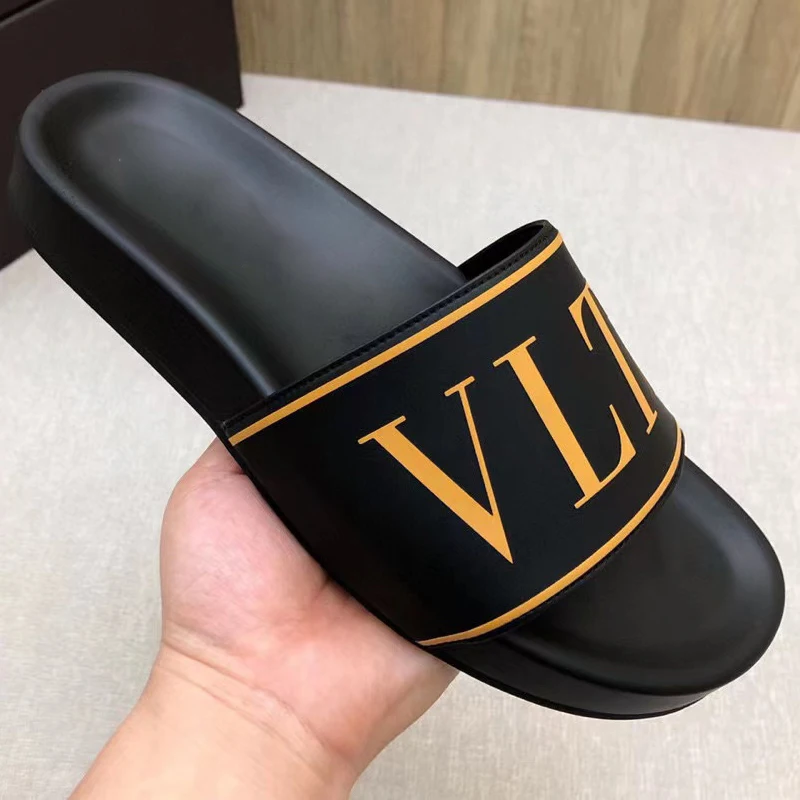 

Casual Fashion Flat Men Sandals Outdoor Blue Genuine Leather Anti-Slip Walking Women Slippers Wear-Resistant Couple Sandals