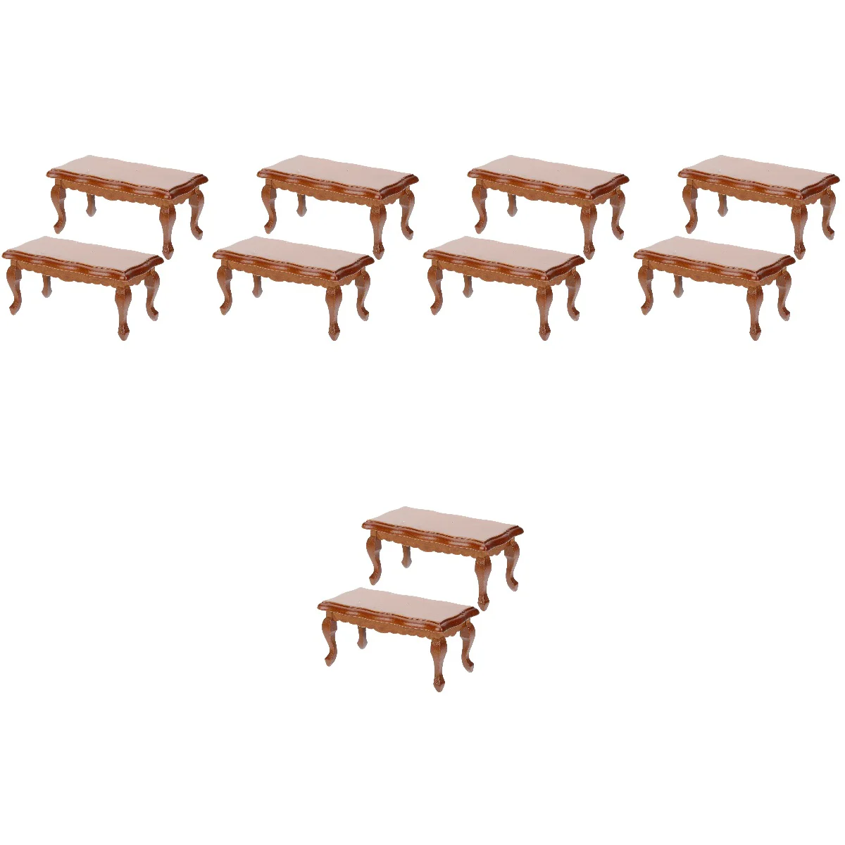 

10 pcs Wood Decorative Miniature Tables Miniature Furniture Set Dining Table Model Set Furniture