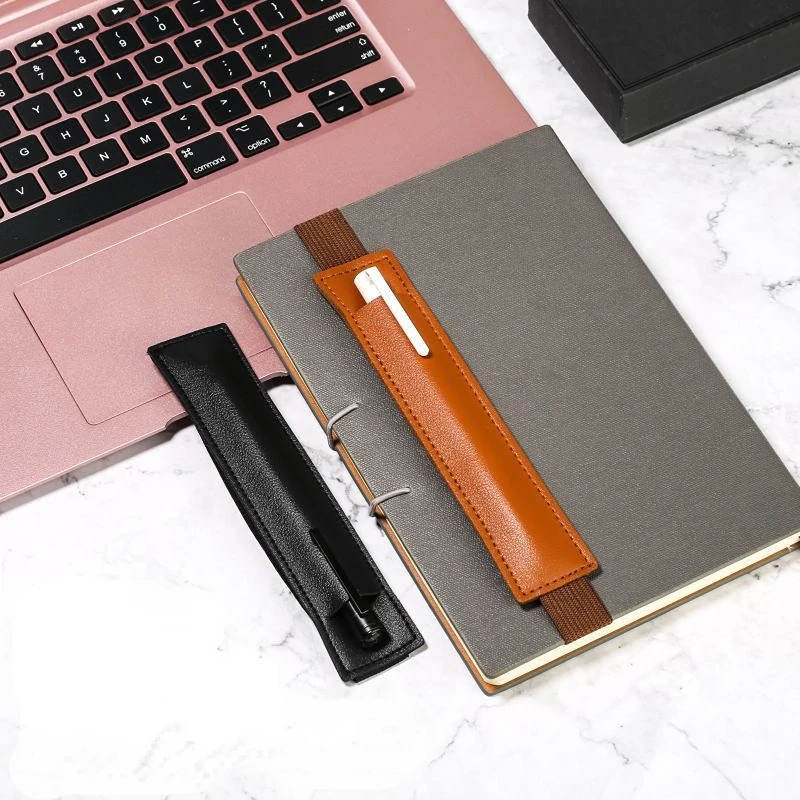 

1PC PU Leather Elastic Buckle Pencil Case Book Notebook Pen Clip Portable Lightweight Pen Holder Office School Accessories