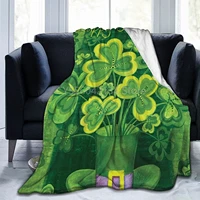 st patricks day shamrock green hat comfortable and warm plush blanket suitable for bedroom and living room sofa bed