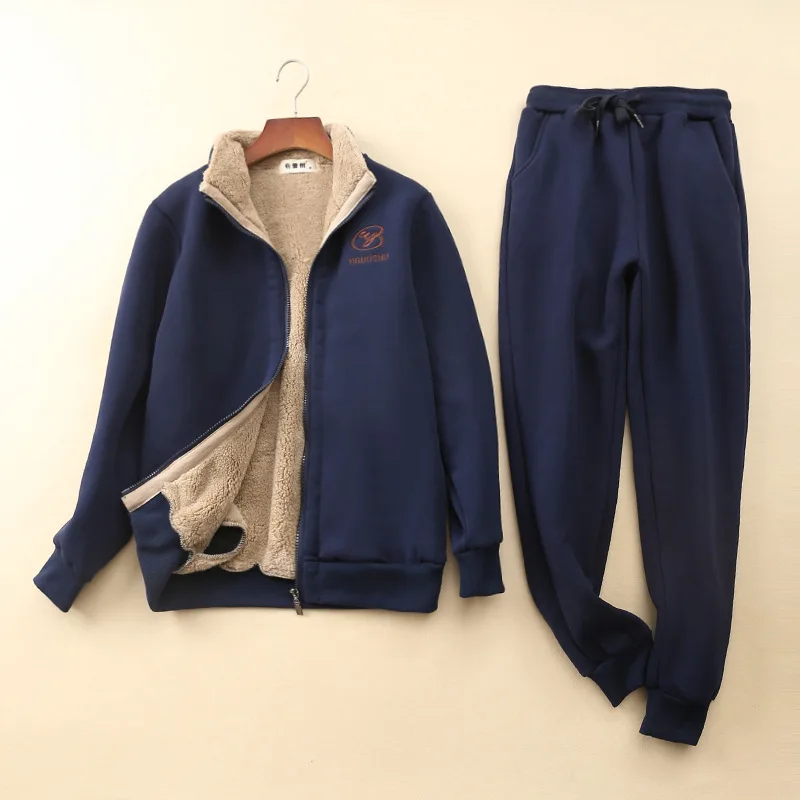 

winter thick fleece women sportswear tracksuit warm jacket sweatshirt+pant running jogger fitness workout casual set sport suit