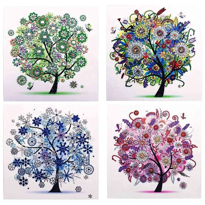 

Hot Sale 4Pcs DIY Full Round Drill Diamond Painting Cross Stitch Craft Kits Home Mural Art Decoration Exquisite Gifts