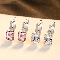 100 925 sterling sparking wedding stud earrings for women fashion created morganite gemstone party fine jewelry wholesale 2022