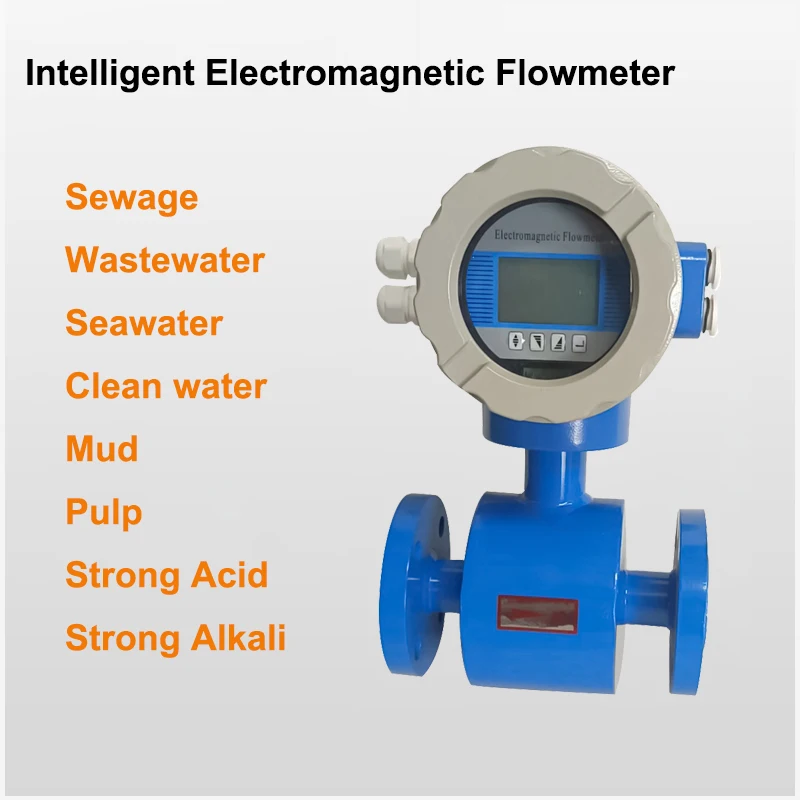 

Large Caliber Electromagnetic Flowmeter RS485 4-20mA Liquid Flow Meter For Sewage Wastewater Seawater Mud Acid-Alkali Solution