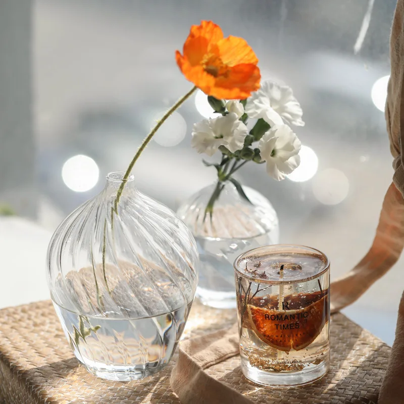 Креативная стеклянная ваза в полоску с горшками европейские прозрачные вазы для