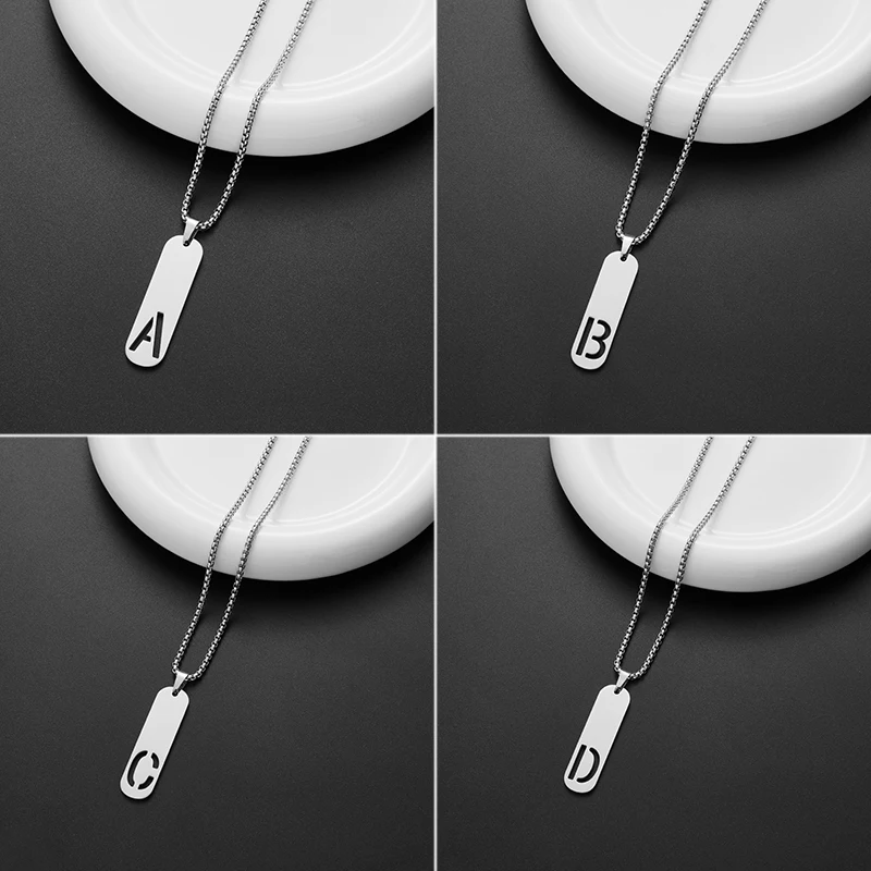 Jisensp панк Модные инициальные вертикальные ожерелья из нержавеющей стали простые