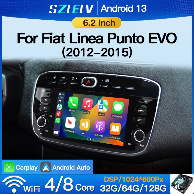 Для Fiat Linea Punto EVO Android авто радио беспроводной Carplay автомобильный воспроизведение