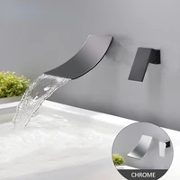 chrome matte black natural waterfall water faucet washbasin sink mixer wash basin faucet bathroom faucet in wall installation