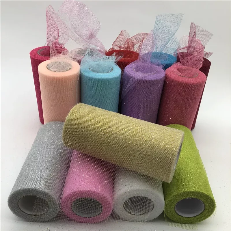 

Glitter Tulle Roll 10 Yards 15cm Organza Wedding Decoration Tutu Baby Shower Tulle Roll Decoration Party Events Engagement Decor