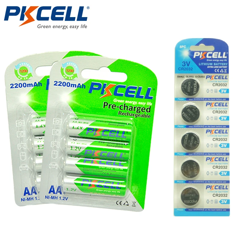 

Аккумуляторная батарея PKCELL AA 8 шт./2 упаковки, 1,2 в, 2200 мАч, Ni-MH, 2 А