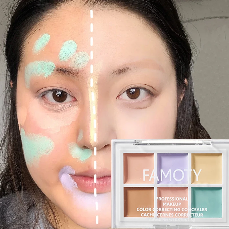 

6 Colors Concealer Palette Cover Dark Circles Acne Facial Brightening Makeup Waterproof Lasting Moisturize Contouring Cosmetics