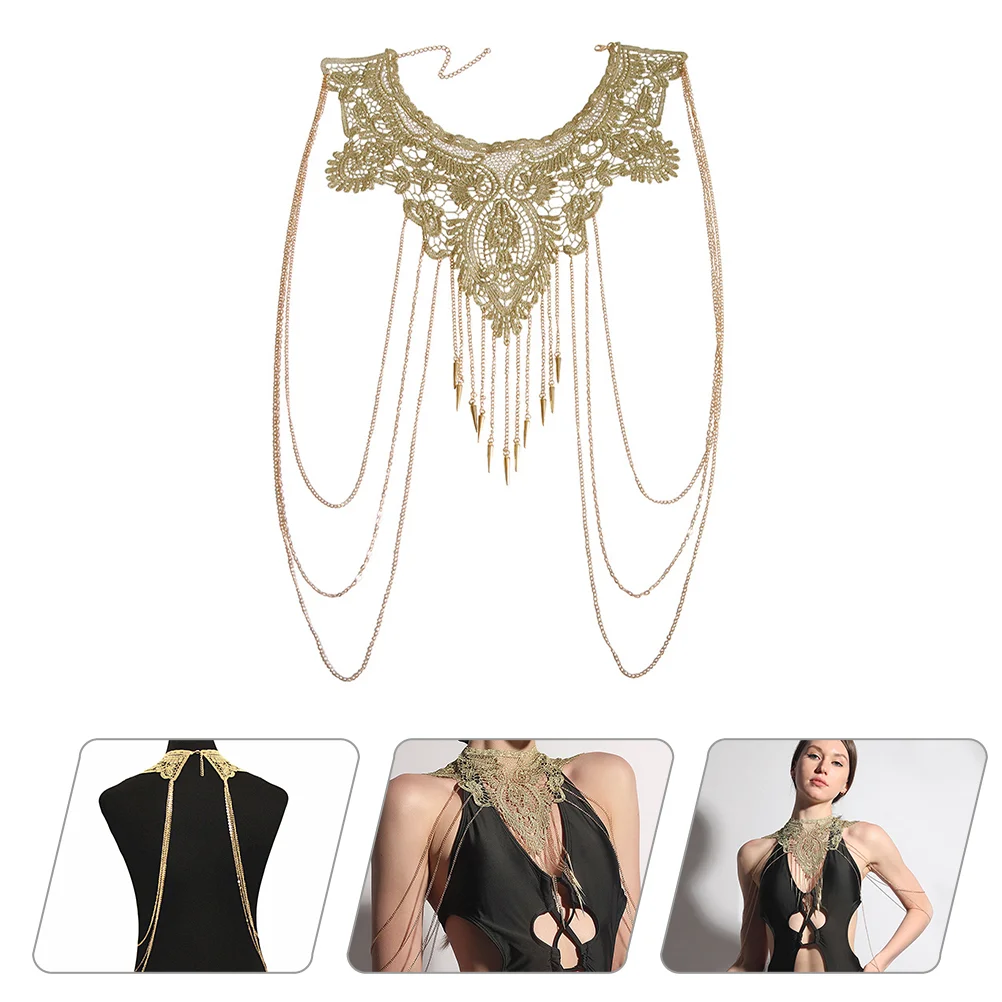 

1 шт. уникальная модная шикарная многослойная нагрудная цепочка кисточка кружевная цепочка ожерелье цепочка для тела