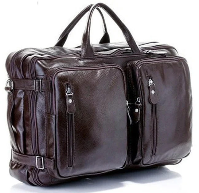 100% Cowhide 4USE Genuine Leather Men's Travel Bag Real Leather Duffle Bag Big Luggage Bag Carry On Overnight Handbag Tote Black