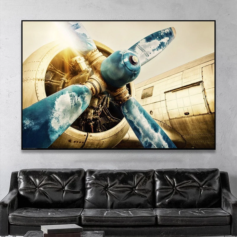 

Винтажный самолёт турбина холст настенный художественный самолет турбина черно-белый фото плакат современные авиационные принты для деко...