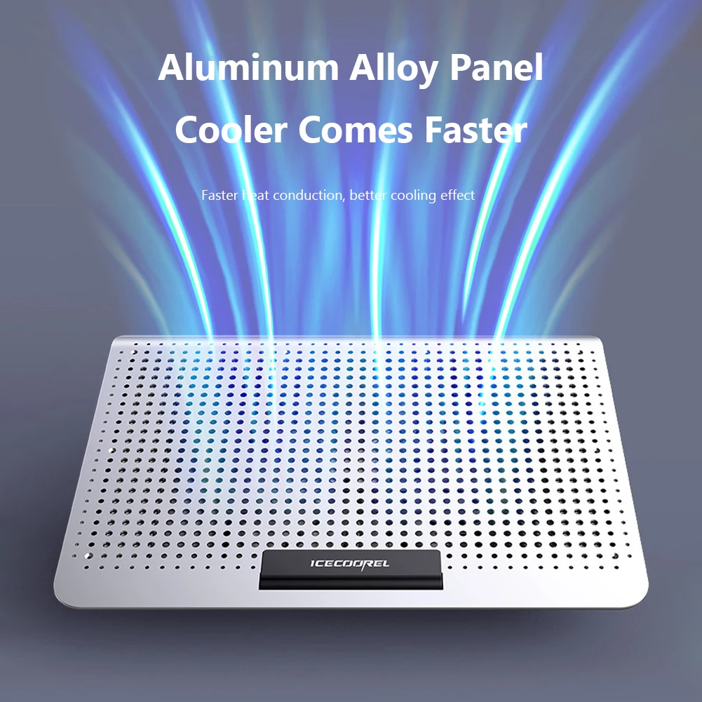

Gaming Laptop Cooler Silent Fan Metal Laptop Cooling Pad Two USB Port Portable Adjustable Laptop Stand For 11-17 Inch Notebook