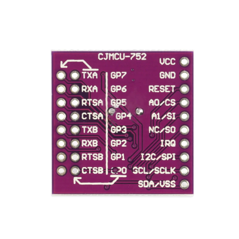 Плата расширения модуля преобразования SC16IS752 I2C/SPI Bus для двухканального UART |