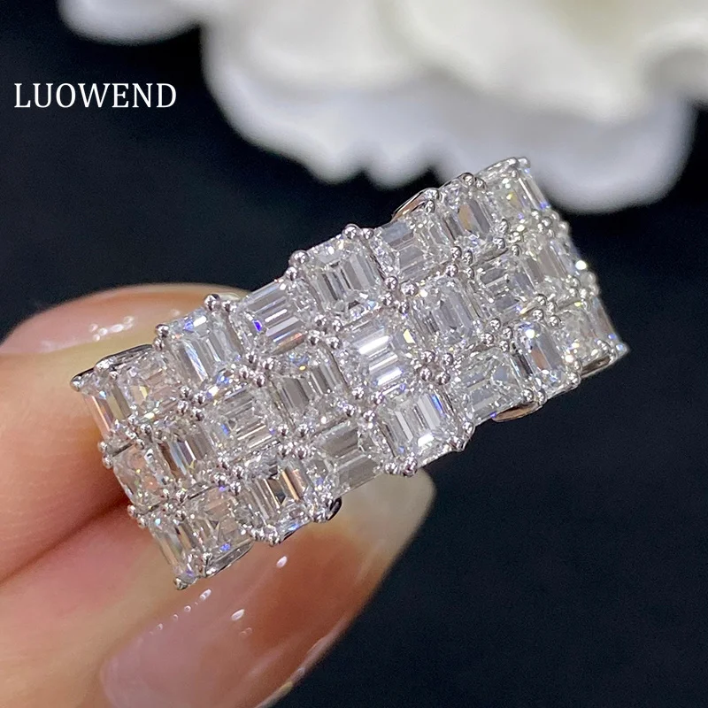 LUOWEND 18K кольца из белого золота роскошные бриллианты 3.57 бриллианты обручальные кольца для женщин ювелирные изделия для помолвки на заказ