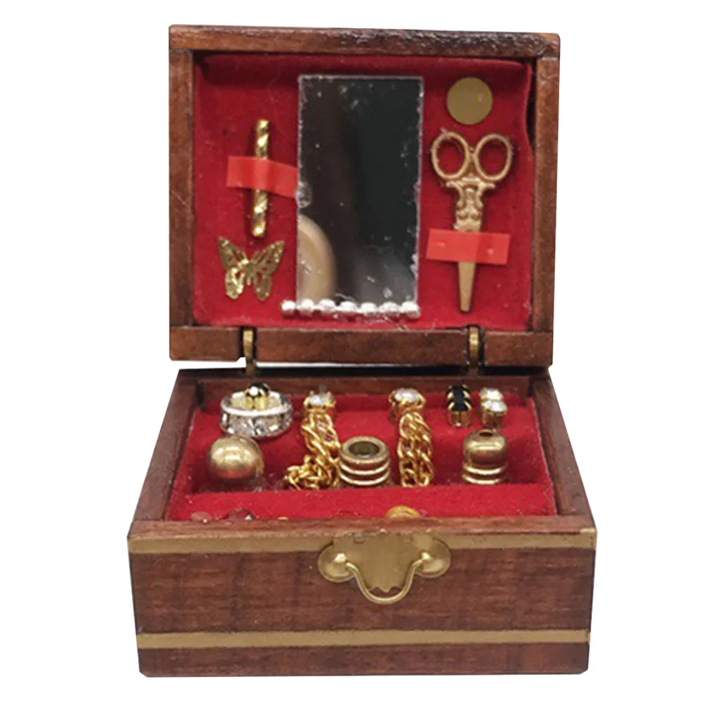 

Box Exquisite Vintage Lovely Mini Treasure Case Jewelry Box Decor Dollhouse Jewelry Box Mini Miniature Jewelry Box
