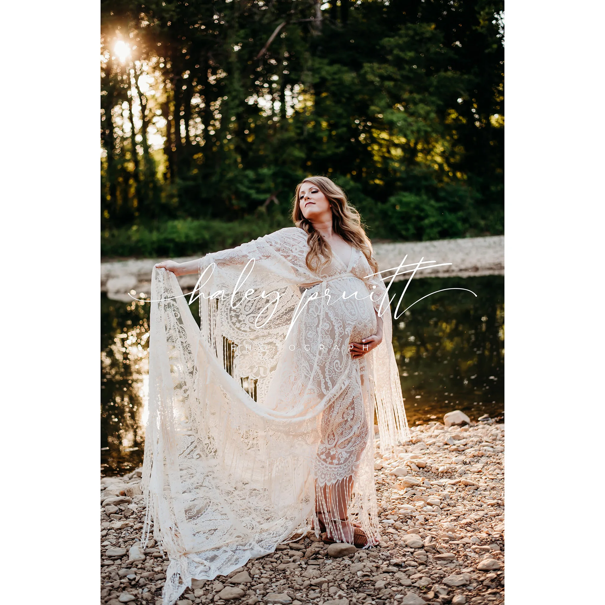 Photo Shoot Props Maternity Dress Boho Pregnant Floral Lace Gown Maxi Robe for Woman Photography Accessories Baby Shower Gift