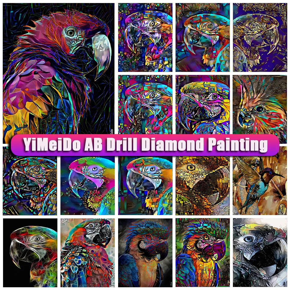 

Алмазная живопись YIMEIDO 5D AB с изображением попугая птицы Стразы, алмазная вышивка своими руками, мозаика с животными