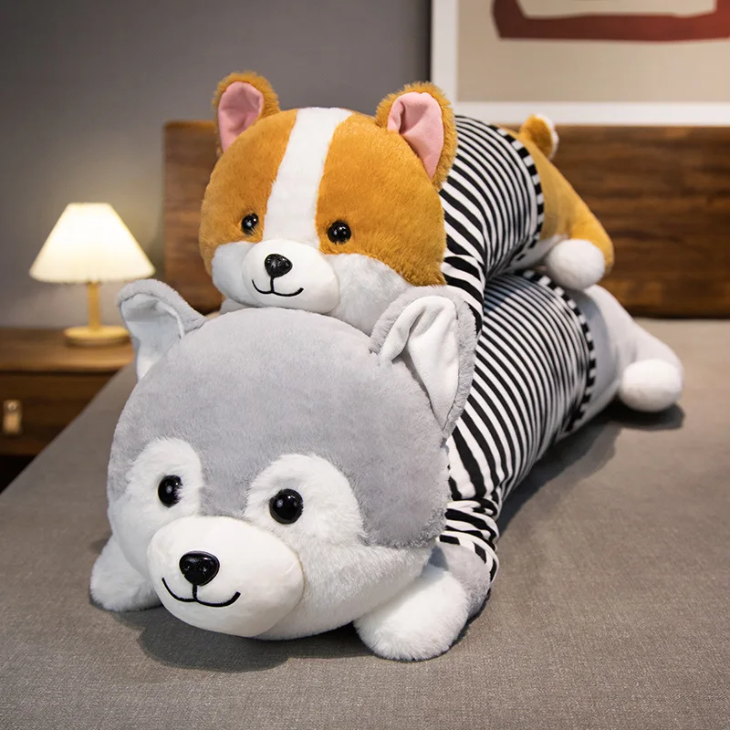 

50-120CM Lying Corgi Dog Plush Toy Stuffed Soft Animals Husky Puppy Appease Sleep Doll Pillow Decor Kawaii Gift for Children