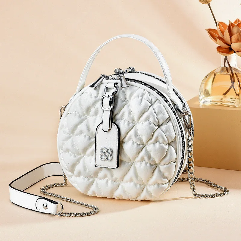 2023 New Round Small Soft Top Handle Tote Cute Crossbody Bags for Women PU Leather Purses Designer Shoulder Handbags Bolso Mujer