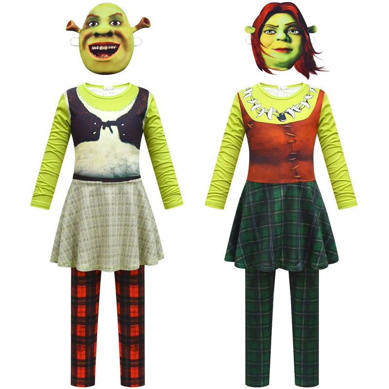 Зеленая Шрек искусственная кожа костюм для косплея из фильма Карнавальная маска