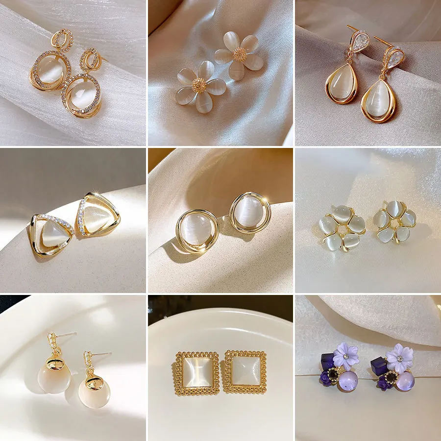 

Korean Chic Luxury Gold Color Geometric Flower Party Wedding Earrings Jewelry