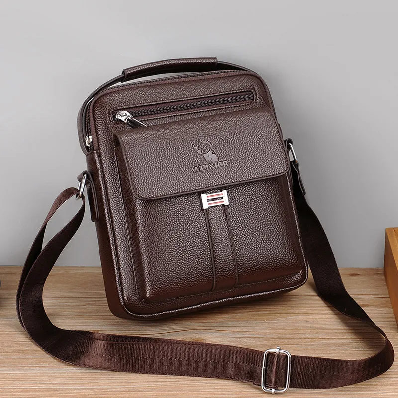 Men's Genuine Leather Crossbody Shoulder Bags High Quality Tote Fashion Business Man Messenger Bag Leather Bags Fanny Pack