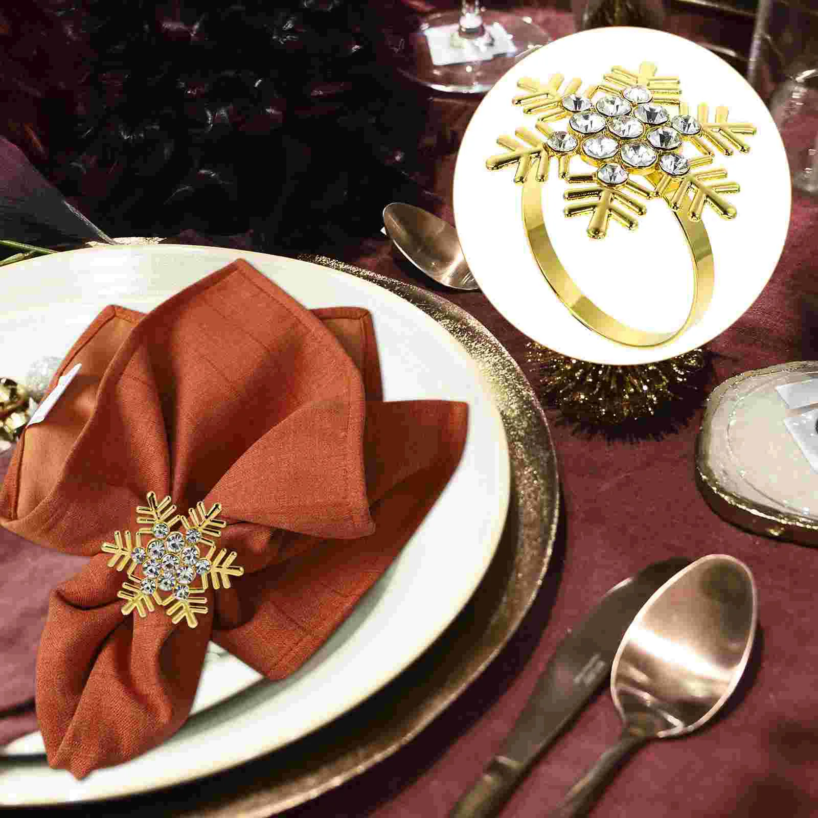 

Napkin Christmas Ring Rings Buckle Decor Wedding Partysnowflakehome Shaped Winter Alloy Metal Table Holiday Setting Wraps