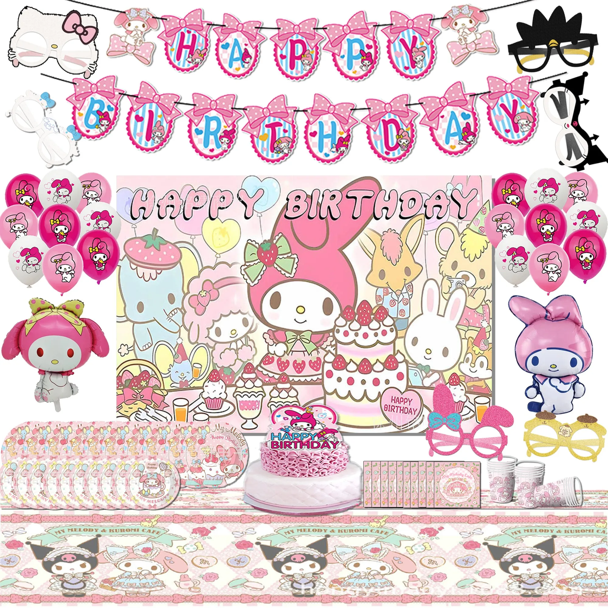 Милый набор Sanrio Melody для дня рождения посуда баннер торта одноразовый топпер