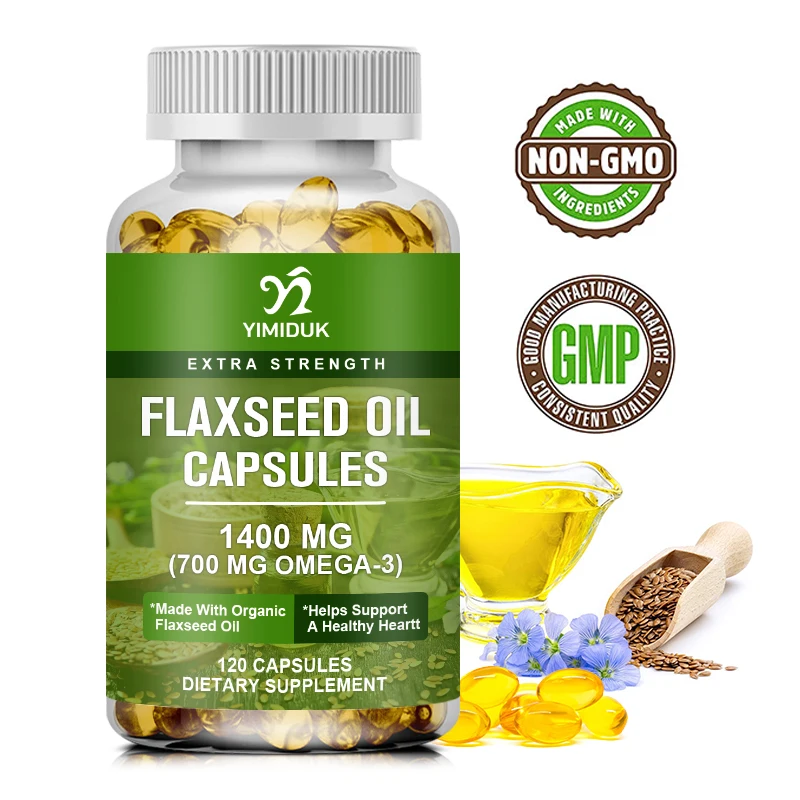 

Organic Flaxseed Oil Capsules Omega 3 Supplement Dietary Supplement for Heart Health Support Immune System