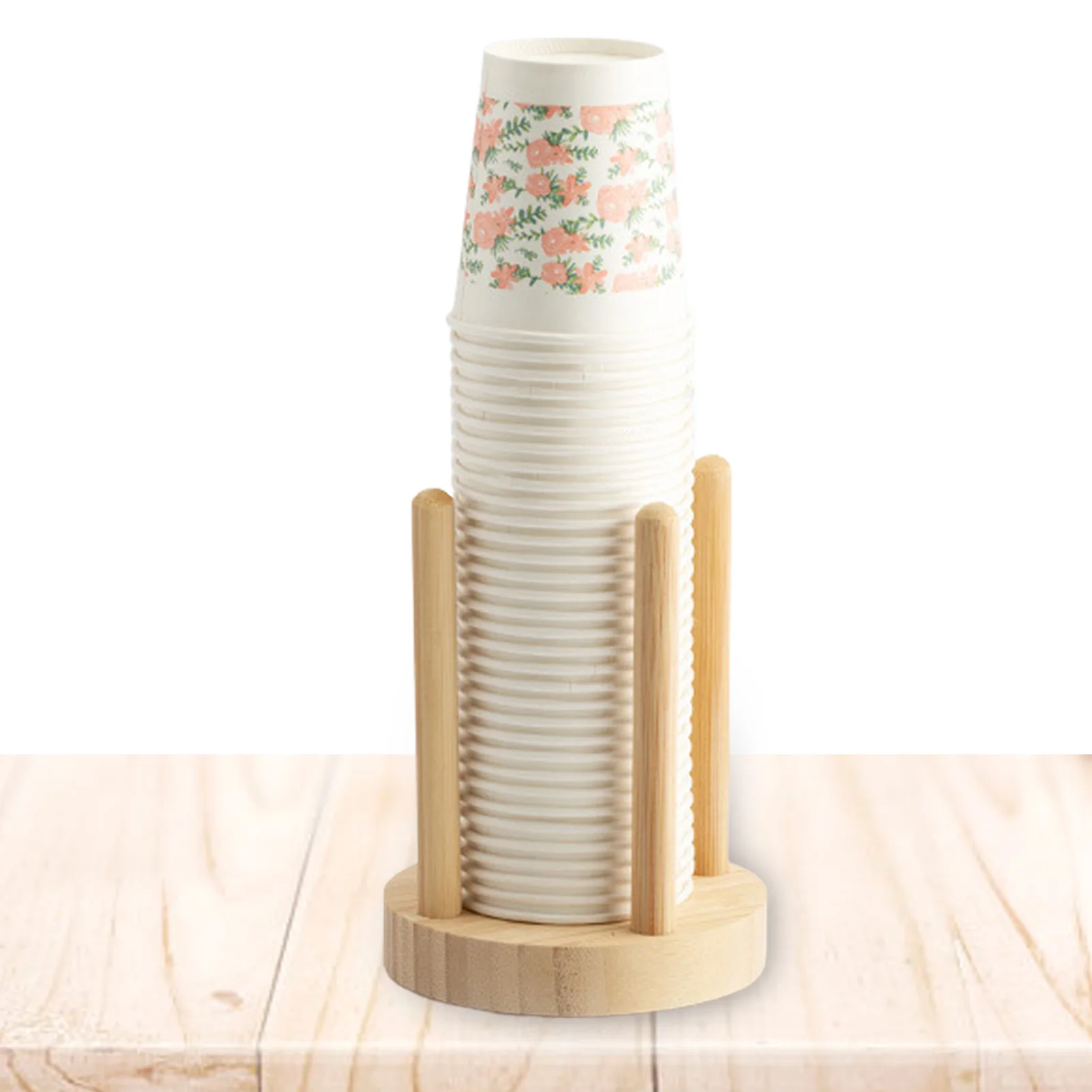 

Compartment Bamboo Holder Anti-slid Single Use Paper Cup Dispenser Bathroom Cup Dispenser Multi-Section Bamboo Holder For Paper