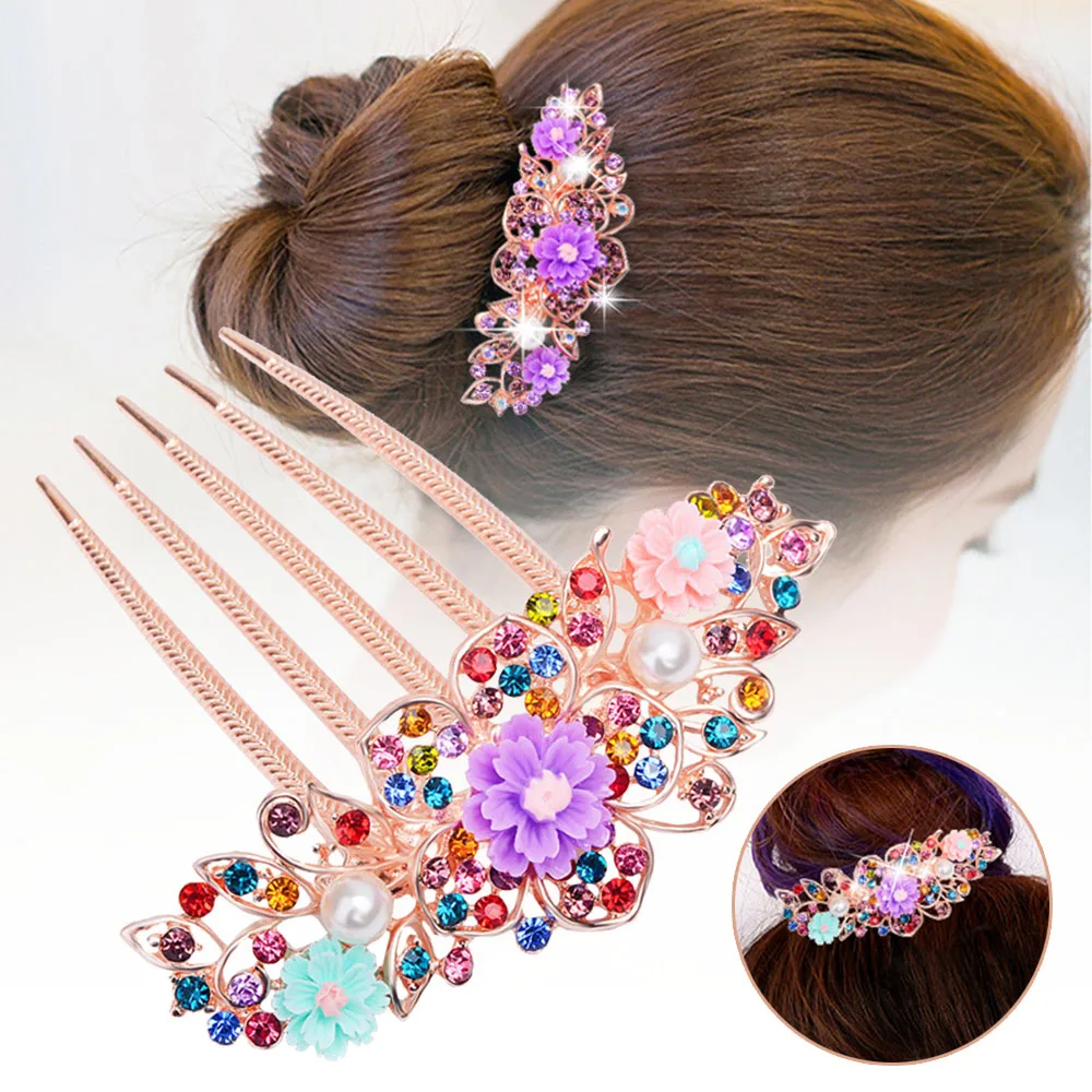 Стразы цветок пятизубчатая расческа для невесты головной убор ювелирные изделия