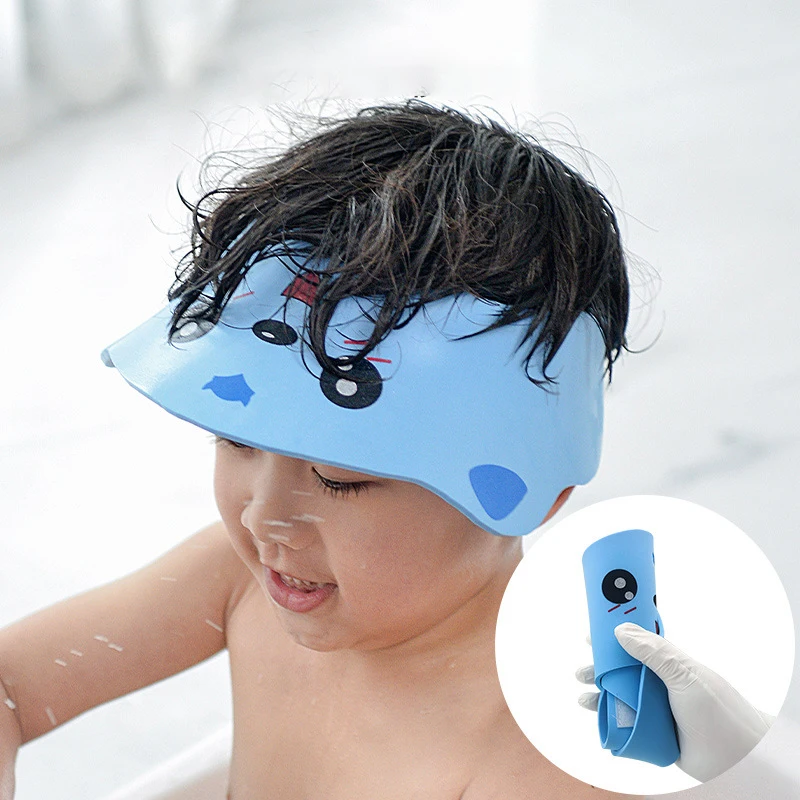 

Мягкая шапка для детского душа регулируемая шапка для мытья волос для детей защита ушей Безопасный детский шампунь для Купания Защита для г...
