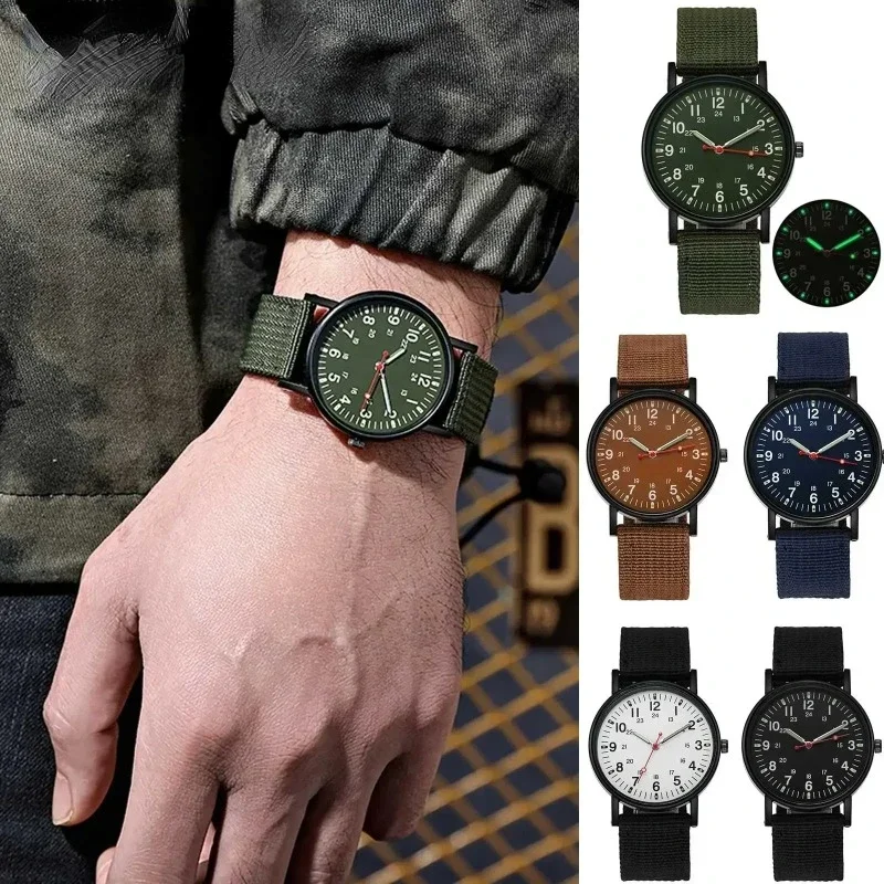 

Luminous Men Sport Shock Resistant Wristwatches Military Watch Simple Nylon Band Male Army Wrist Watch Quartz Relogio Masculino