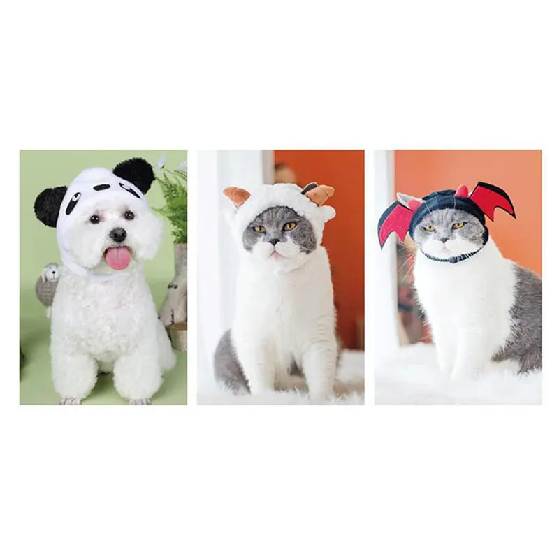 

Головной убор в виде кота, Мультяшные животные, удобная модная Милая шапка панды, кошка, собака, Хэллоуин, для вечеринки