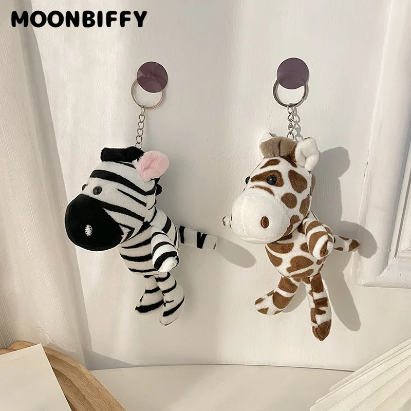 

Stuffed Animals Horse Plush Zebra Keychain Cartoon Cute Doll Child Schoolbag Girls Backpack Kawaii Ornaments Car Key Pendant