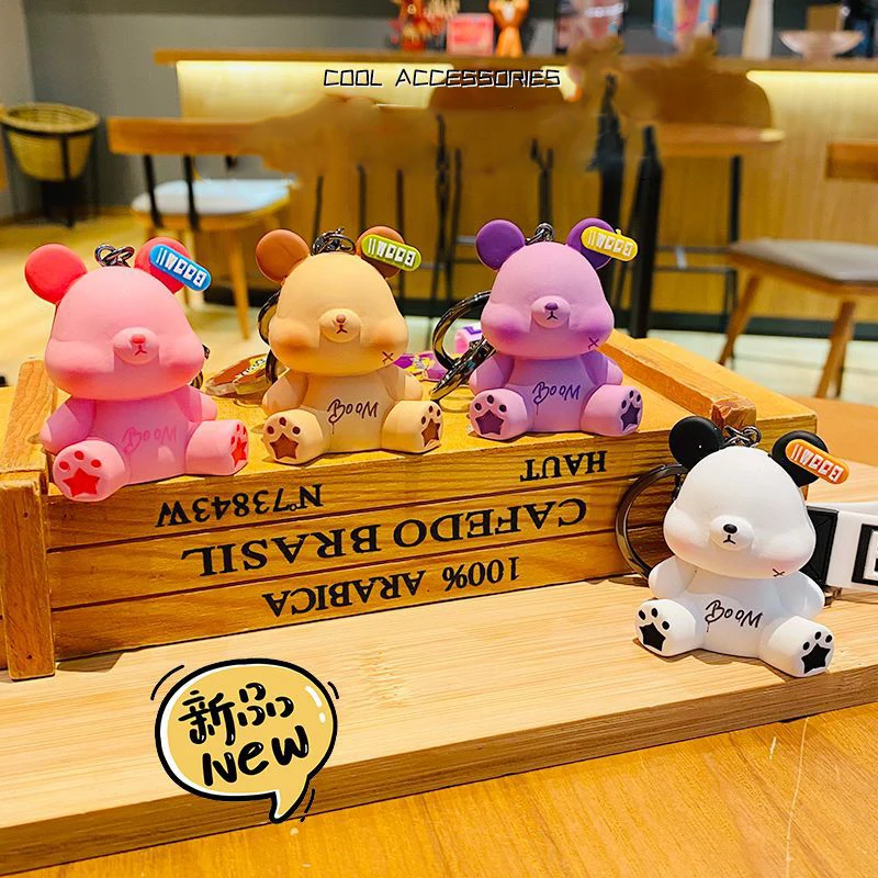 Брелок для ключей женщин милая кукла-Мишка с забавным мультяшным изображением