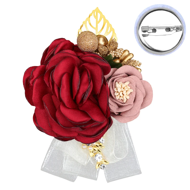 

Korean Fashion Fabric Flower Brooch Pins Cloth Art Crystal Corsage Lapel Pin Wedding Brooch Jewelry Gifts for Women Accessories