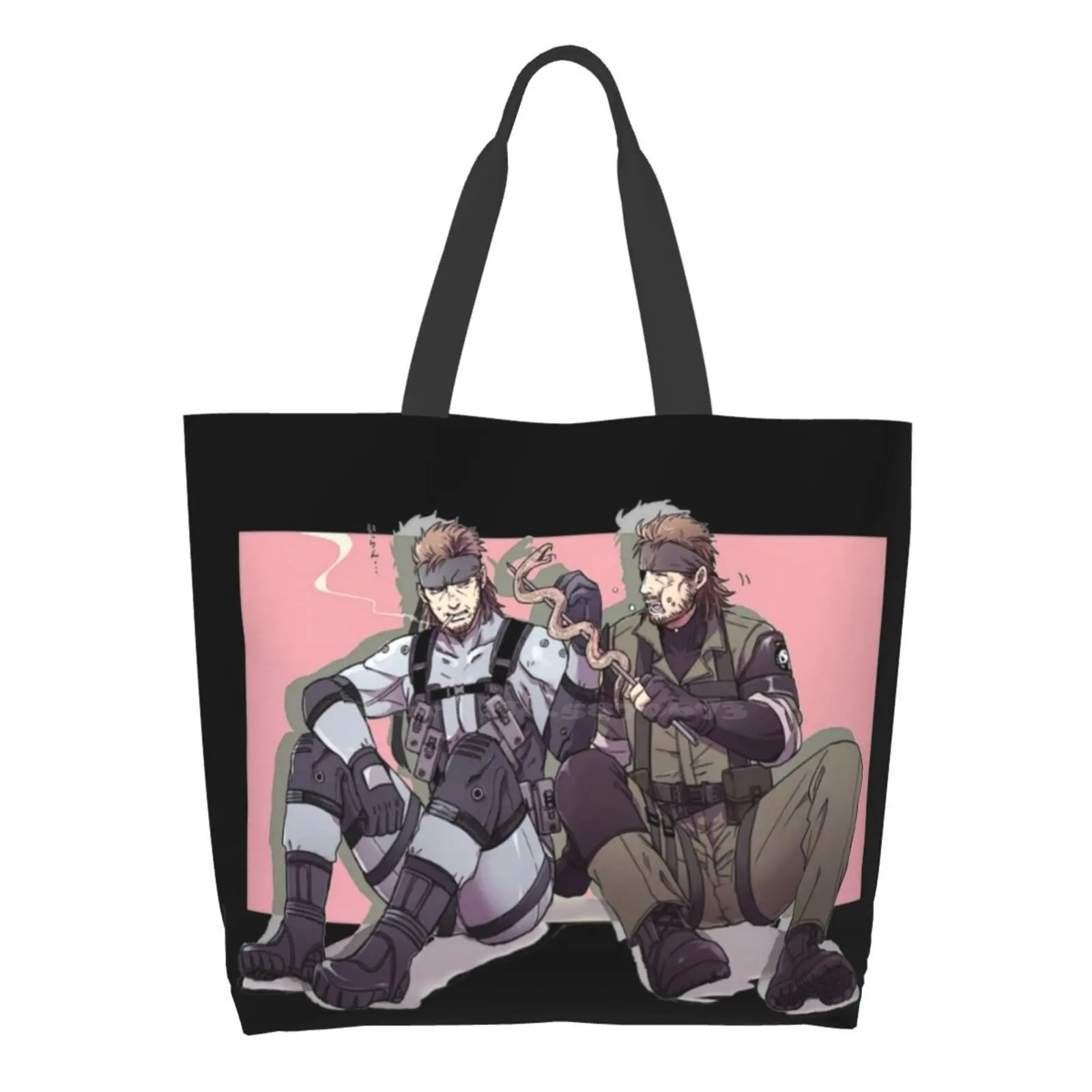 

Twin Snake Eaters Printed Casual Tote Large Capacity Female Handbags Metal Gear Nes Msx 80S 1980S Solid Punished Snake Hide
