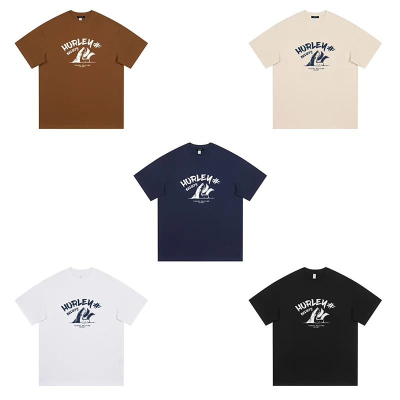 

Hurley Summer print fashion trend Breathable and loose fitting color design pure cotton T-shirt