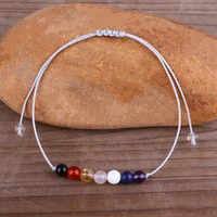 natural tibetan stone bracelet for women men yoga chakra handmade simple rope braided crystal beads bracelet jewelry accessories