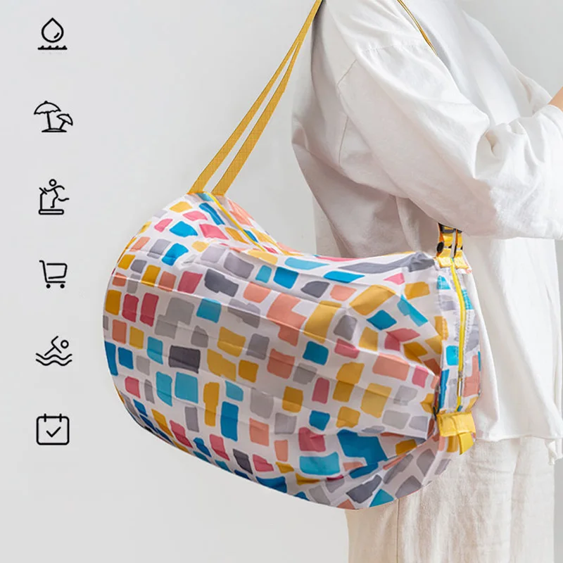 

Складная Водонепроницаемая сумка для покупок, дорожная вместительная Портативная сумка на плечо для хранения, для пляжа, супермаркета