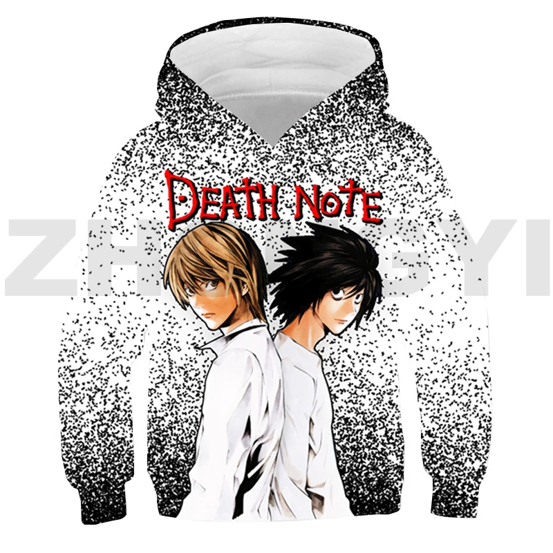 

Толстовка с капюшоном Kpop в стиле аниме «Death Note», Детская уличная одежда для подростков, пуловер оверсайз Shinigami Ryuk L Lawliet, свитшот, детская одеж...